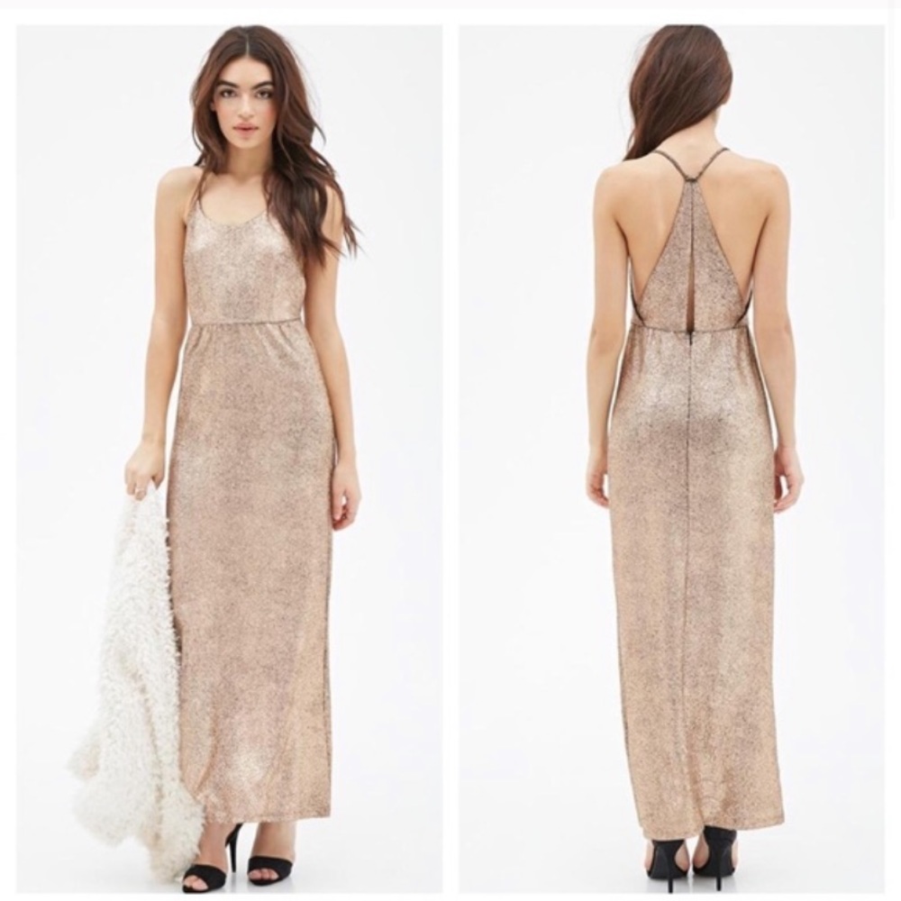 Forever 21 gold and black maxi dress